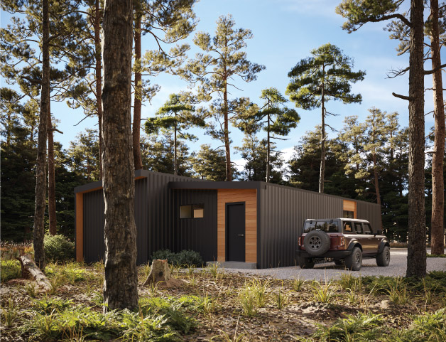 Modular single level home British Columbia — exterior view 1