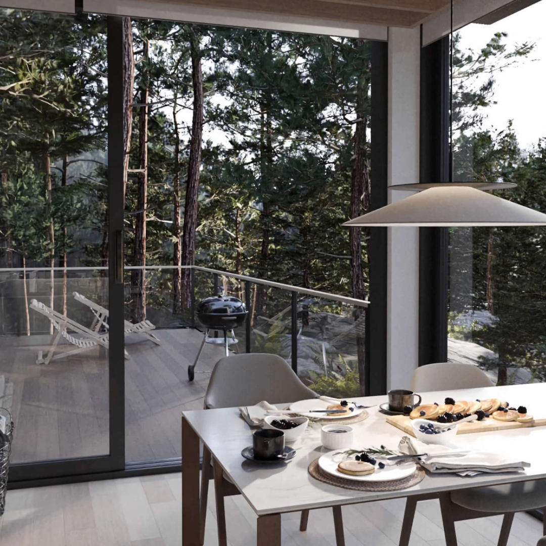 Whaletown Cortez Island custom modular home — dining room 2