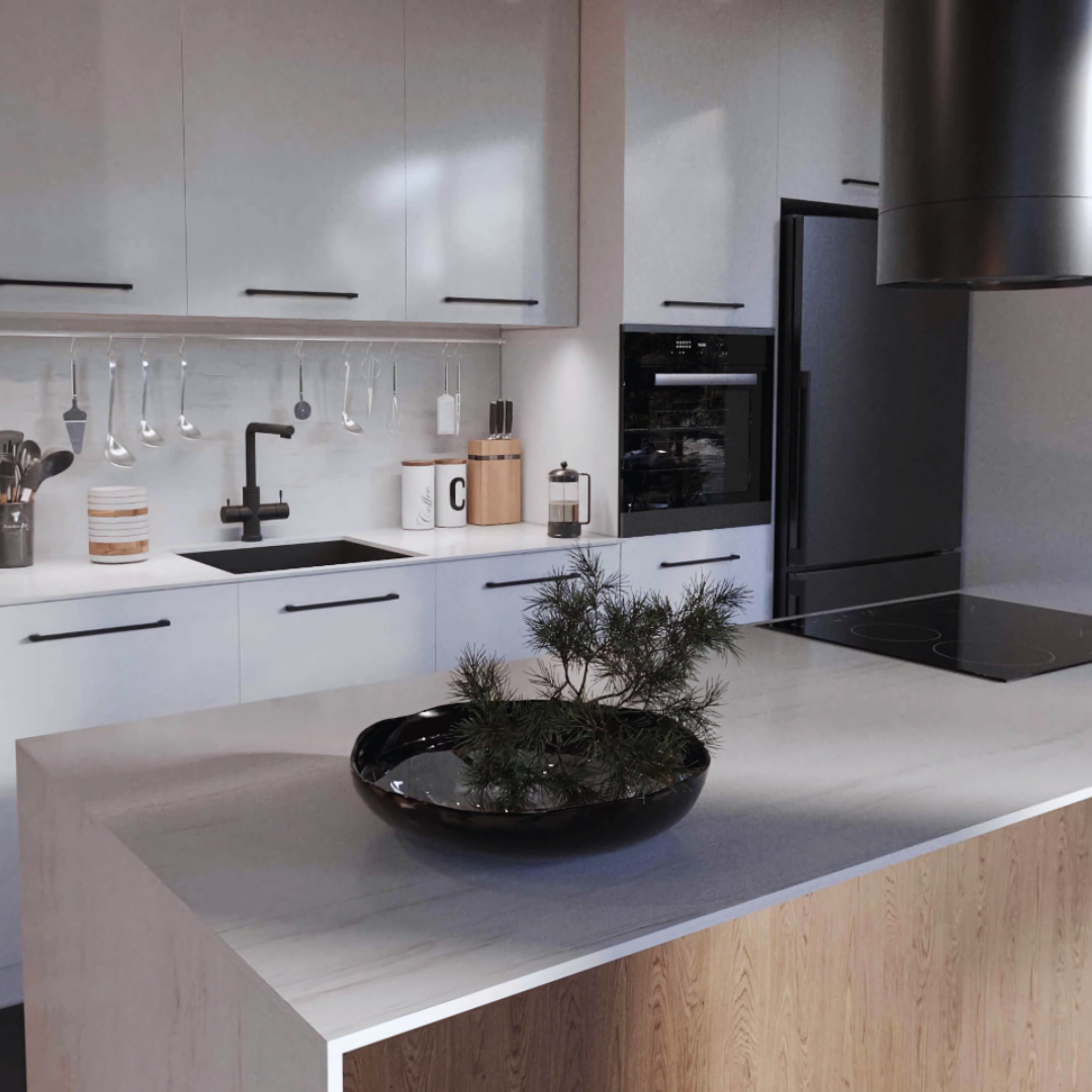 Whaletown Cortez Island custom modular home — kitchen 2